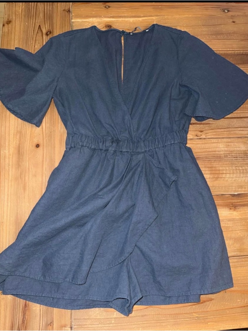 Zara Navy Blue Short Sleeve Wrap Romper